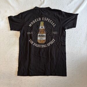 Modelo Graphic Tee Mens Medium Black The Fighting Spirit Beer Logo